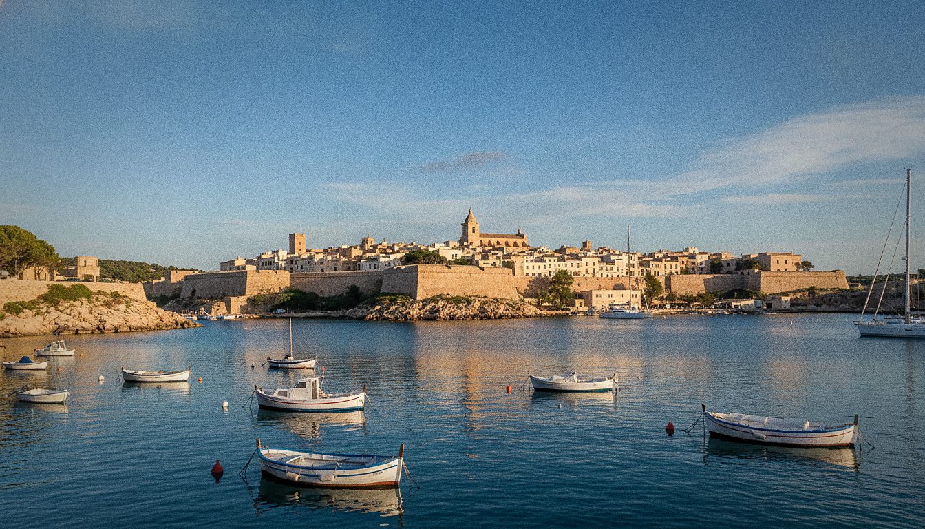 Dalt Vila, el casco antiguo amurallado de Ibiza, elevándose sobre el puerto